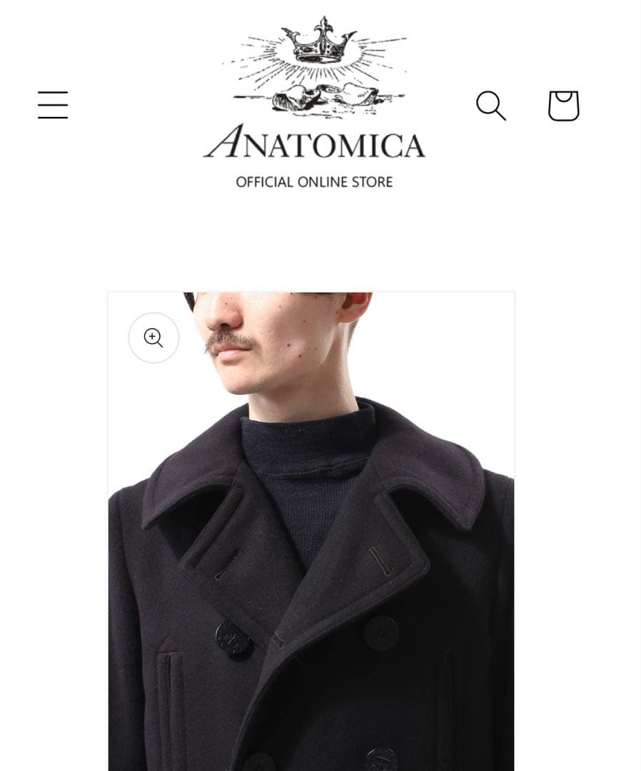 【美品】ANATOMICA ネイビー ウールピーコートロング