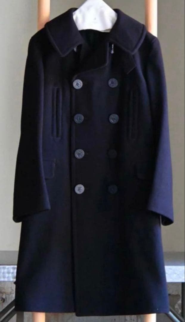 【美品】ANATOMICA ネイビー ウールピーコートロング