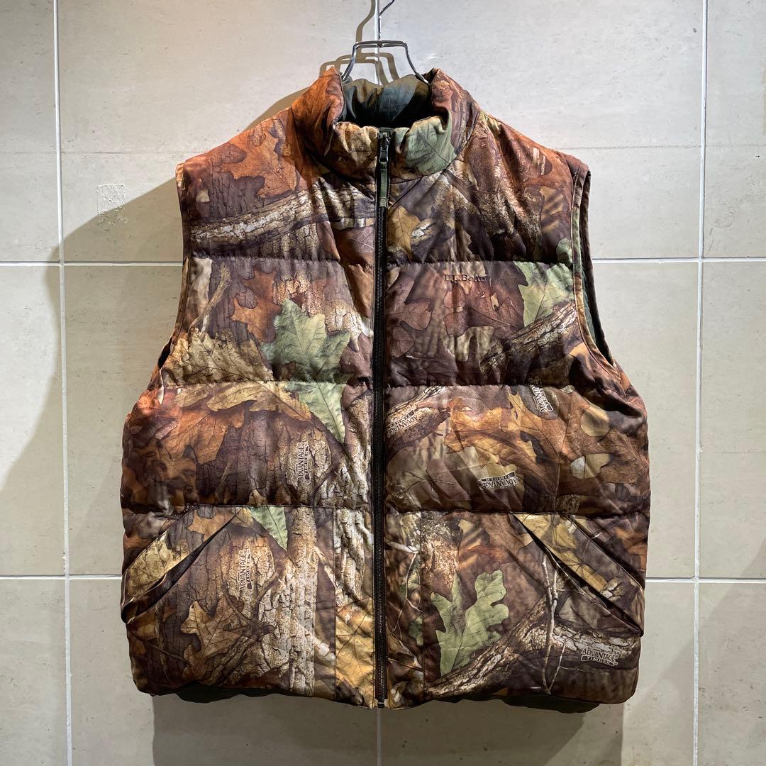 00s L.L.Bean リアルツリー リバーシブル ダウンベスト グリーン