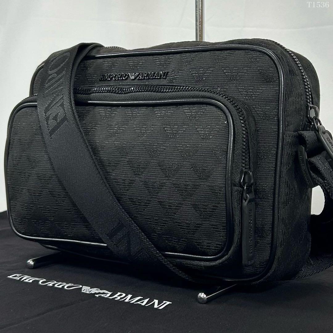 【極美品】エンポリオアルマーニ イーグルロゴ ショルダーバッグ ナイロン 黒