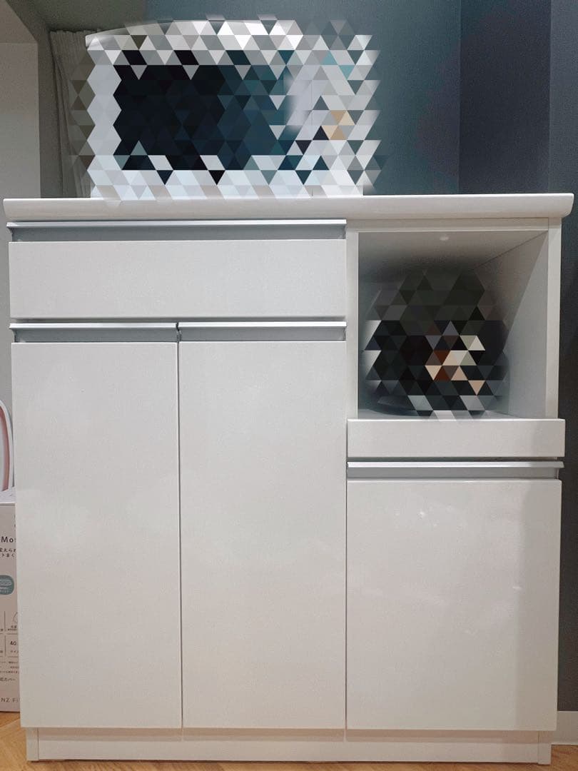 ニトリ レジューム ホワイト キッチンカウンター 食器棚 幅90cm