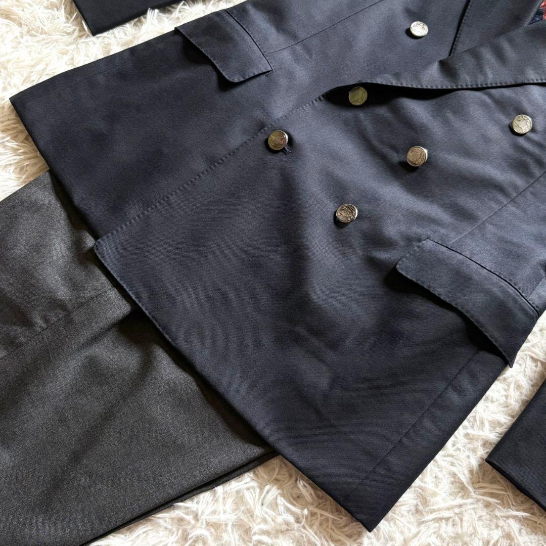 美品 バーバリーズ スーツ セットアップ 金ボタン ダブル カシミヤ混