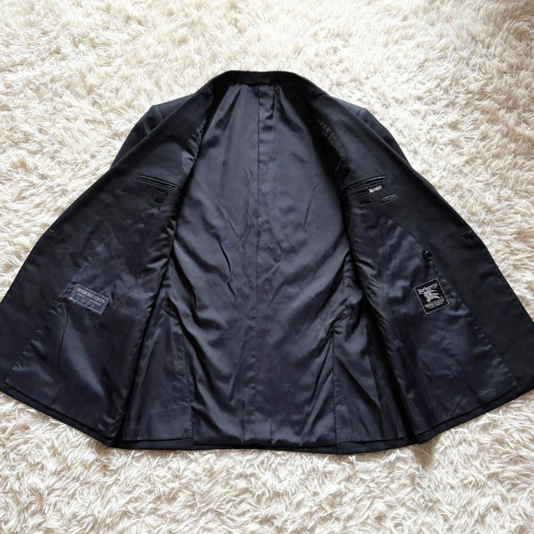 美品 バーバリーズ スーツ セットアップ 金ボタン ダブル カシミヤ混