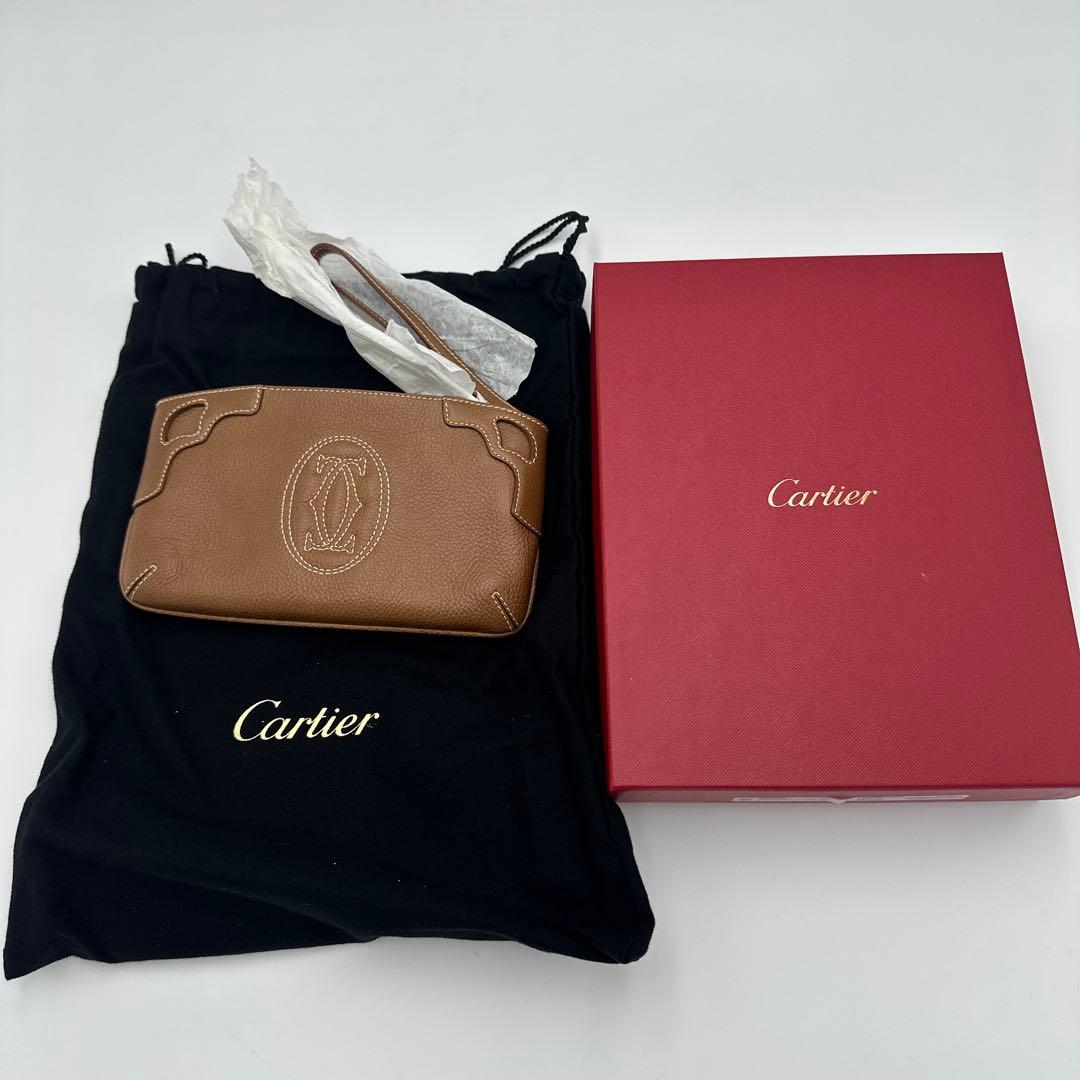 Cartier ブラウンレザークラッチバッグマストライン レザーポーチ新品未使用