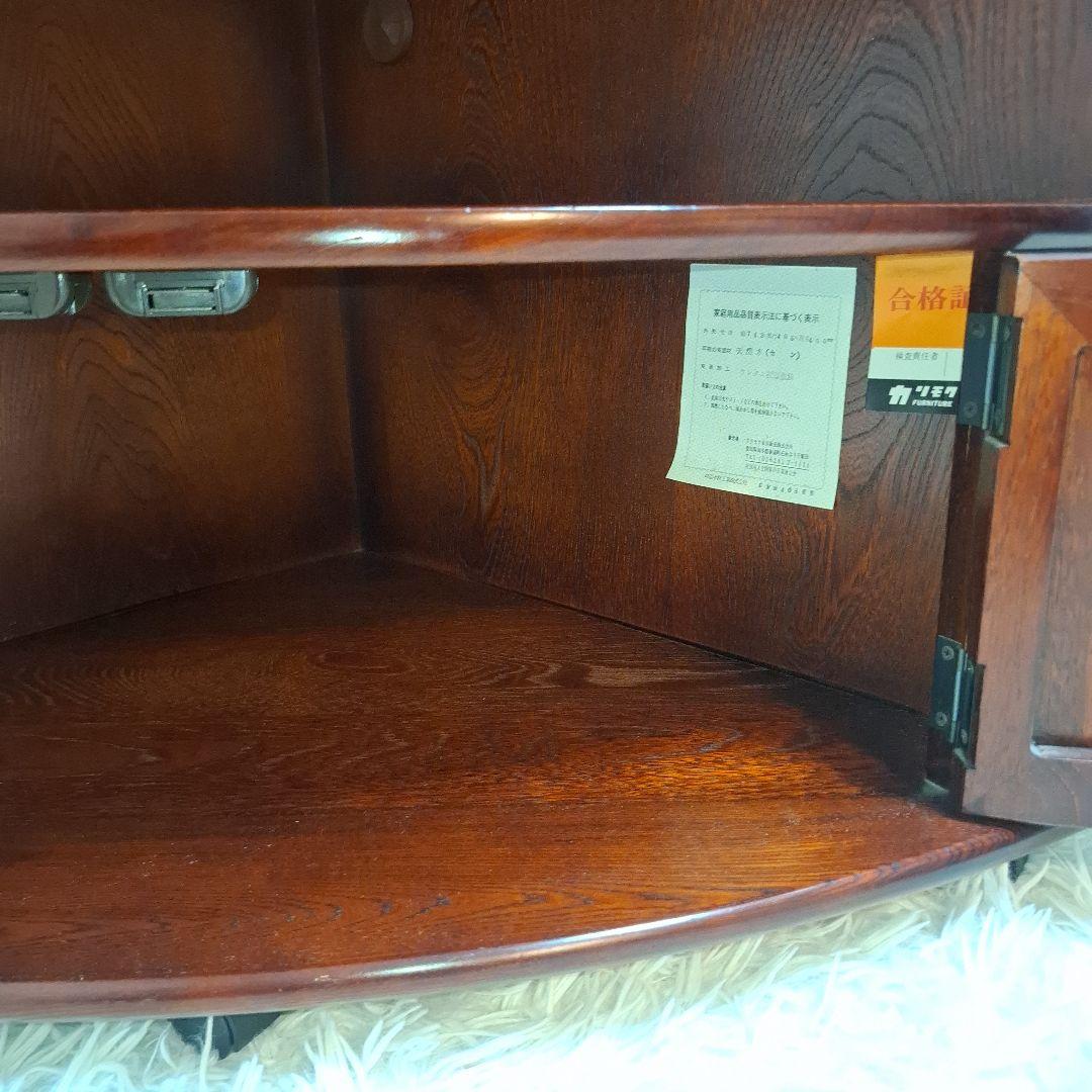 【希少】カリモク家具 テレビ台 三角コーナー 昭和 レトロ キャスター付き