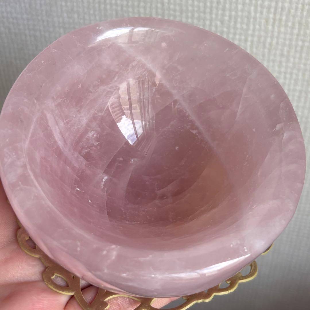 Takahiroさま専用　天然石 マダガスカル産ローズクォーツ お椀430g