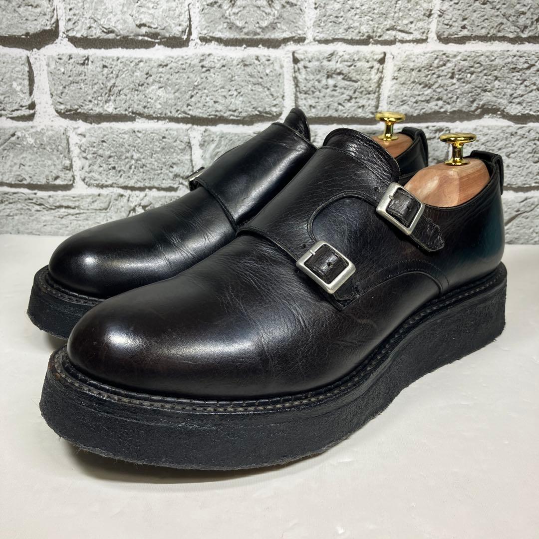 【人気デザイン】KIDS LOVE GAITE ダブルモンク レザー 黒 厚底