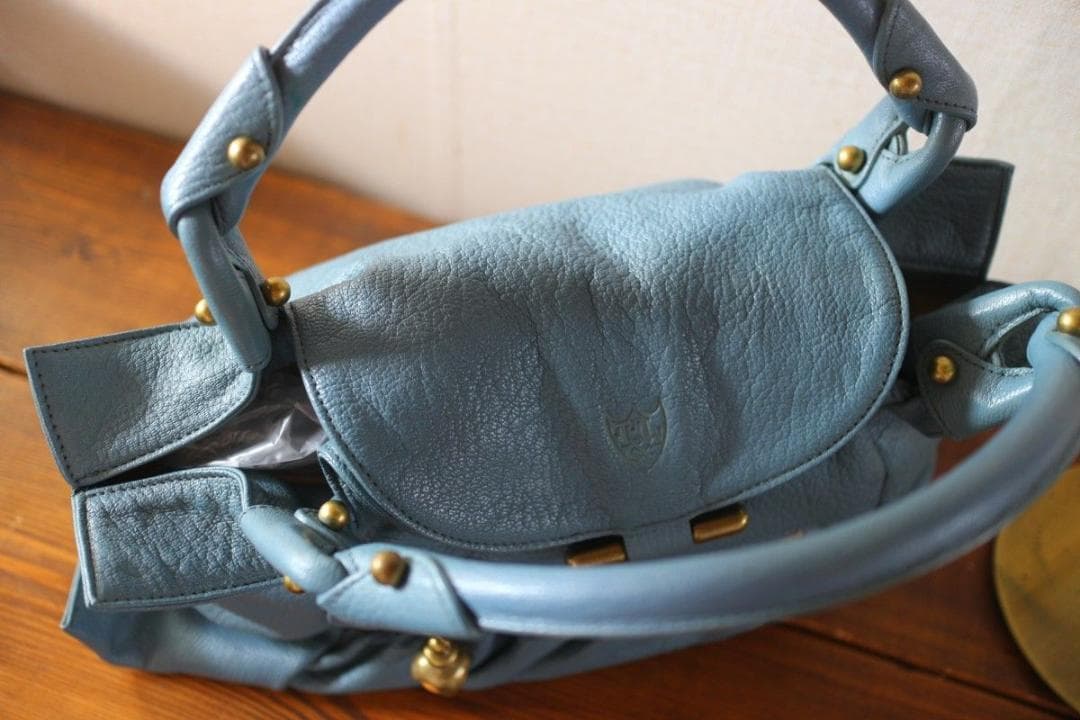 美品 TOFF&LOADSTONE 本革 バッグ スモーキーブルー