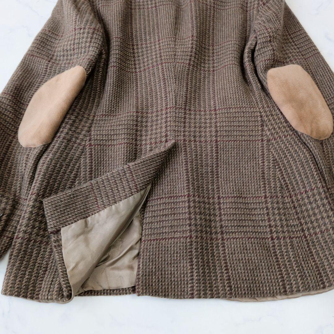 専用ローレンラルフローレン テーラードジャケット ウールチェック レザーパッ M