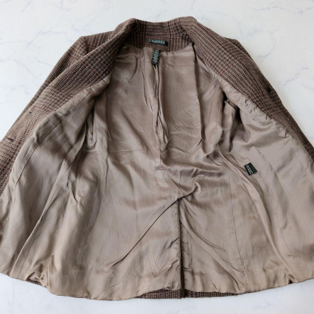 専用ローレンラルフローレン テーラードジャケット ウールチェック レザーパッ M