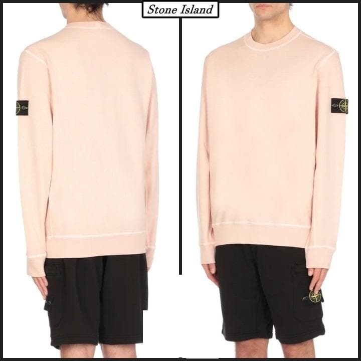 25SS【新品】STONE  袖ワッペンロゴ スウェット M ローズ