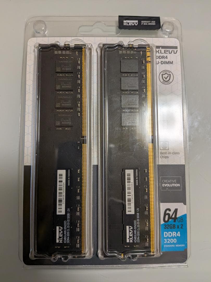 DDR4 3200MHz 32GB × 2枚 KLEVV 64GB