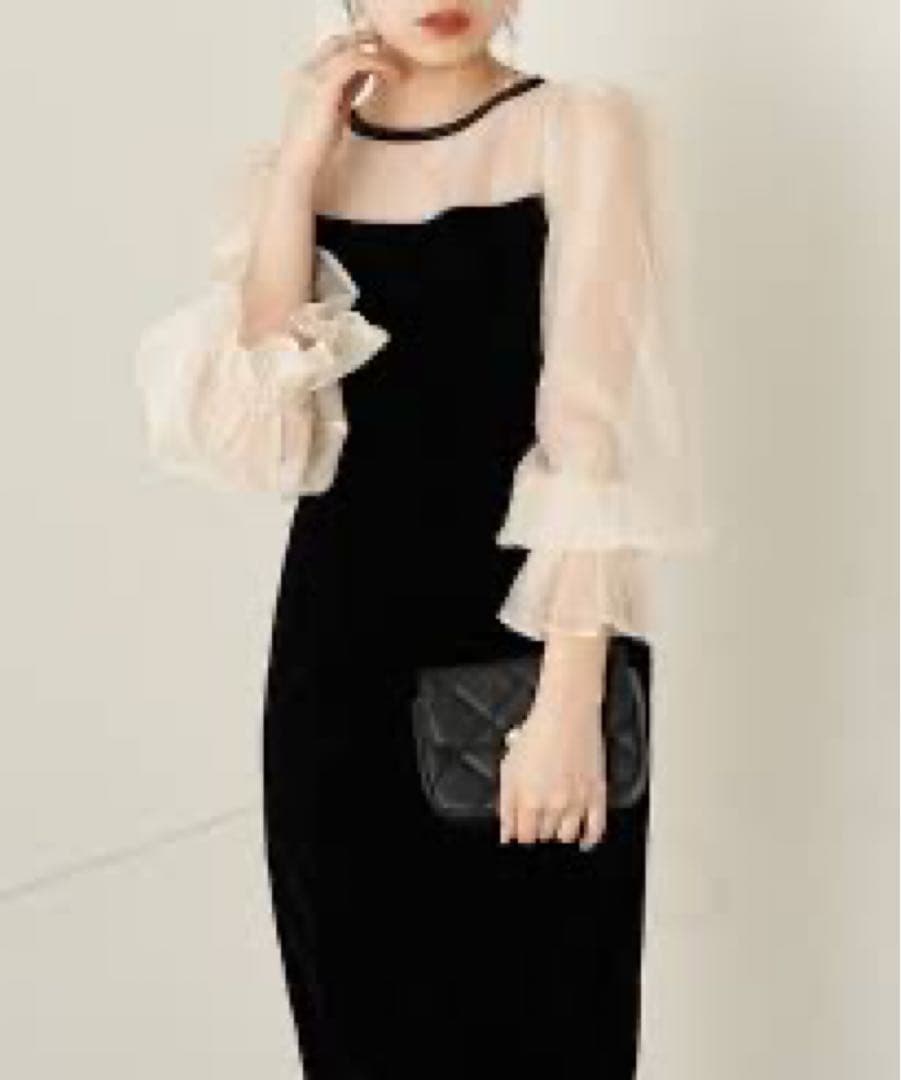 【ゆ】SALON by Chico タイトドレス 黒・クリーム