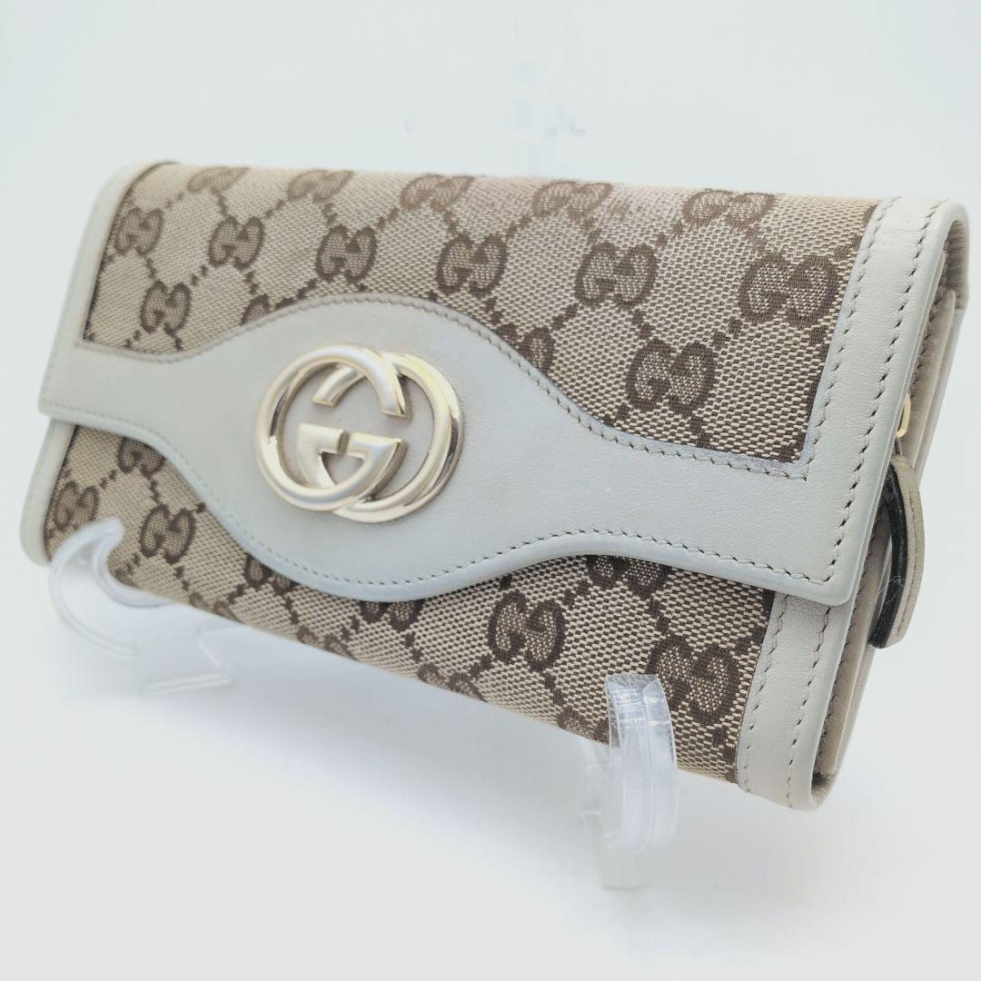 GUCCIグッチ 長財布 GG柄 インターロッキング ロゴ金具