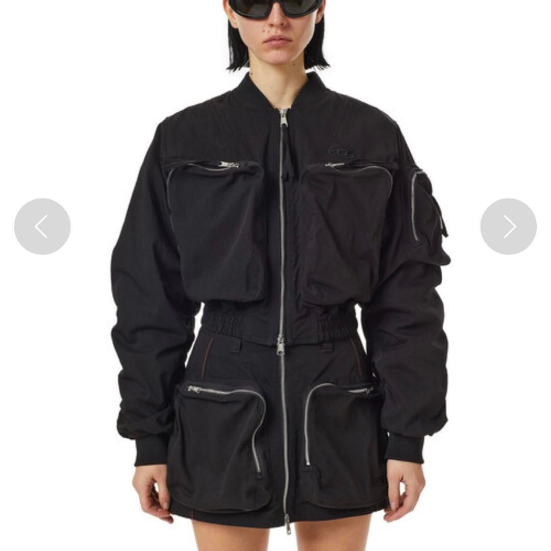 【DIESEL】今季ブルゾン　ボンバージャケット　ロゴ　アウター　ショート丈　黒