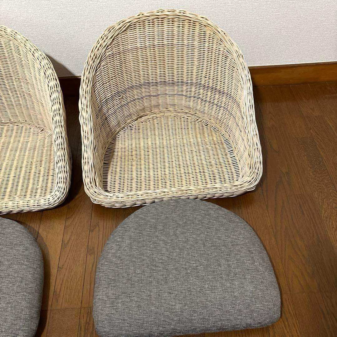 【良品】関家具 フロアチェア 座椅子 ラタン ２脚セット