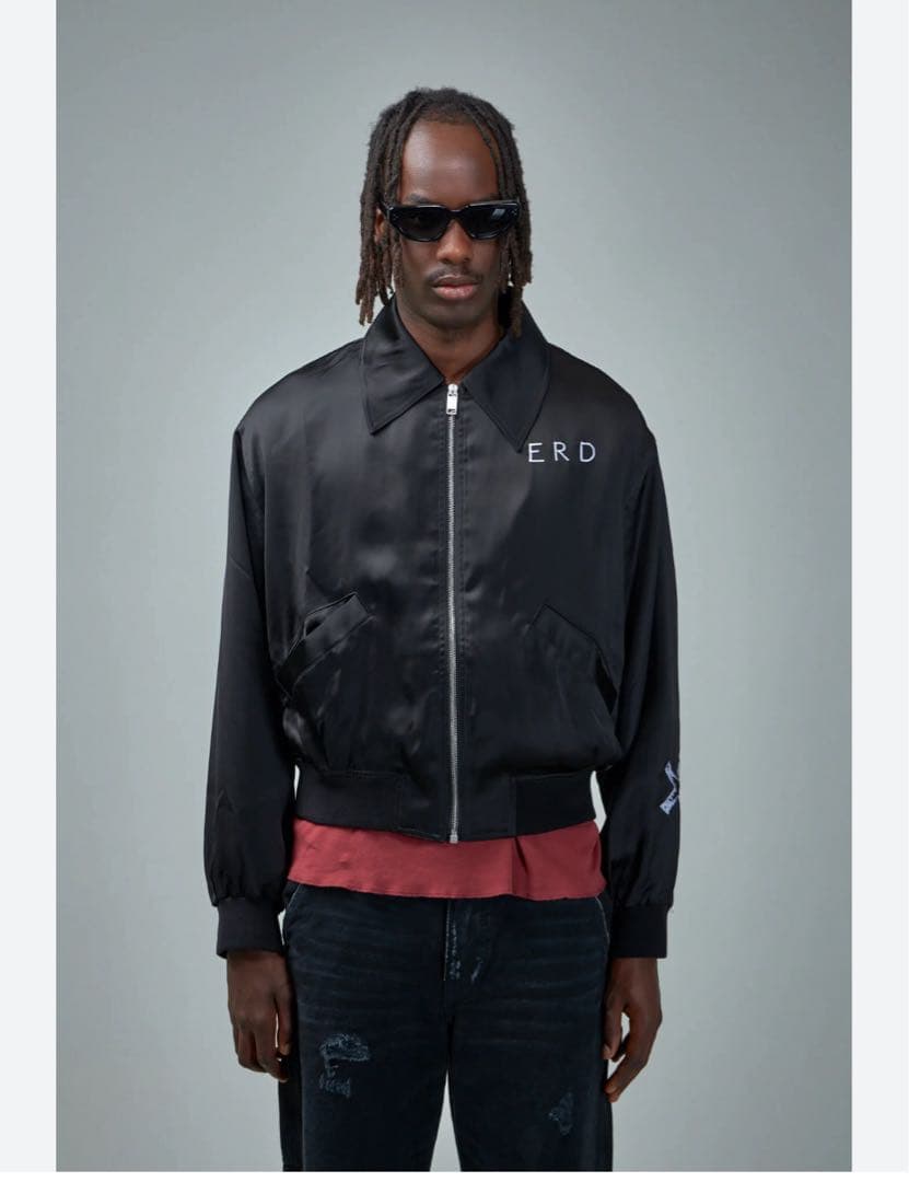 【超目玉】ERD ブラックナイロンボンバージャケット　L
