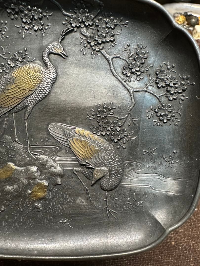 錫　瓶敷　皿　瓶座 骨董古美術