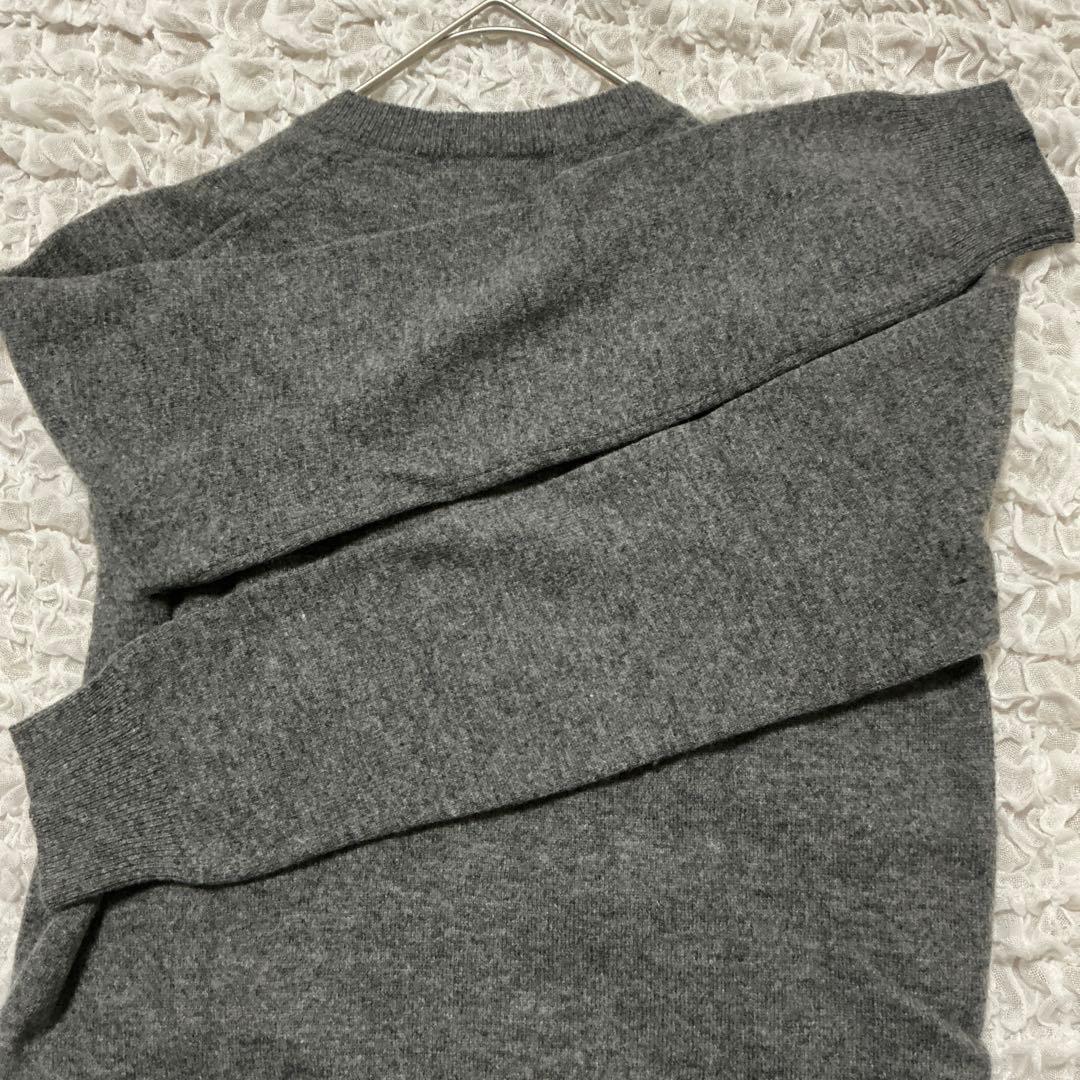 プレイコムデギャルソン　ニットカーディガン　クルーネック　チャコールグレー　M