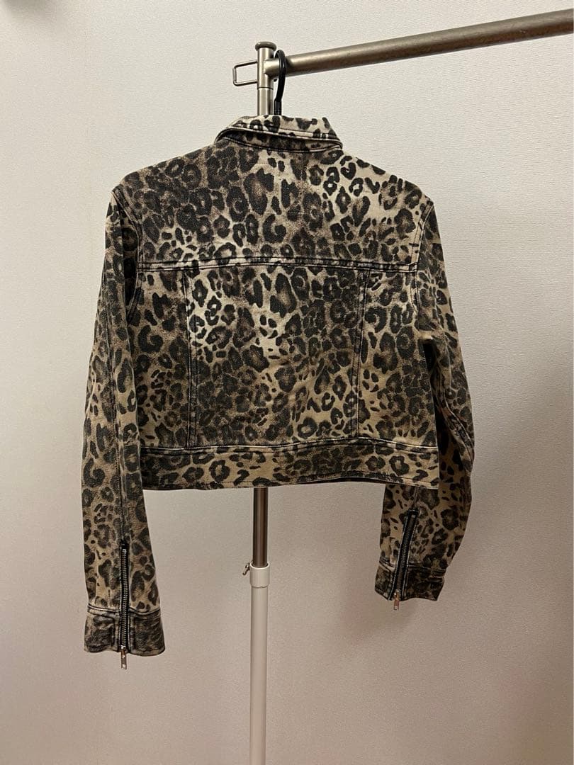 BEEDEN ヒョウ柄 クロップドデニムジャケット