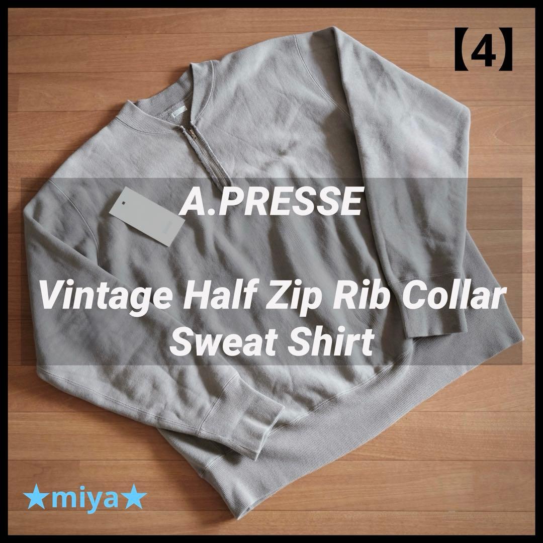 トップス A.PRESSE / Vintage Half Zip Rib Collar