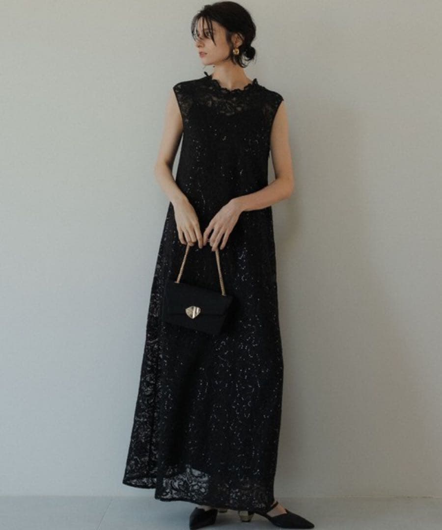新品　Sサイズ　LE’RURE Prism lace A-line dress黒