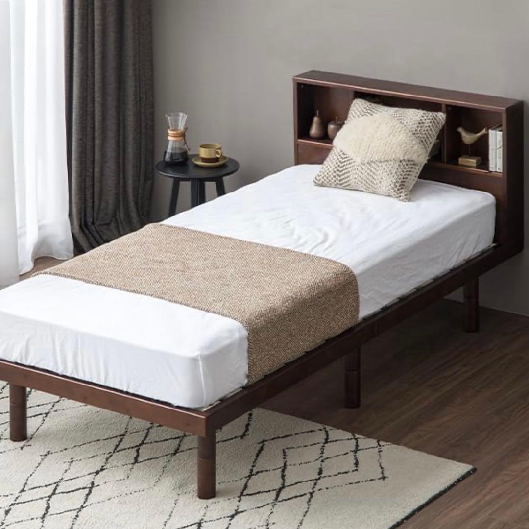モダンデコ すのこベッド ベッドフレーム 木製　シングルサイズ (ブラウン)