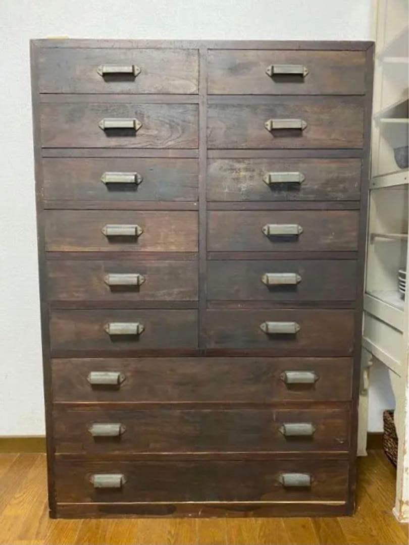 古道具　15杯チェスト　昭和初期レトロ