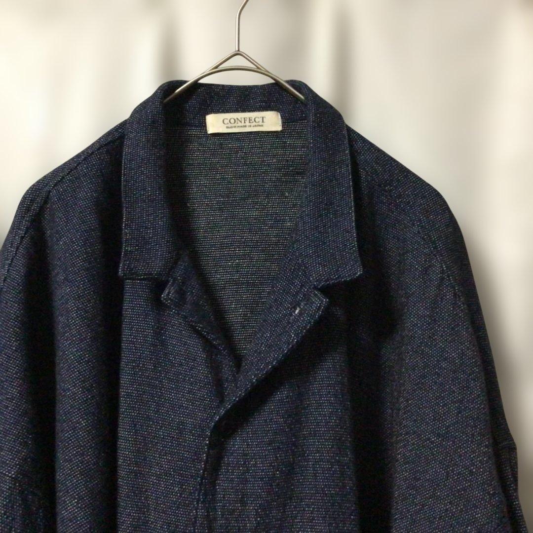 美品 コンフェクトウール混デニムバギーシャツ サイズF