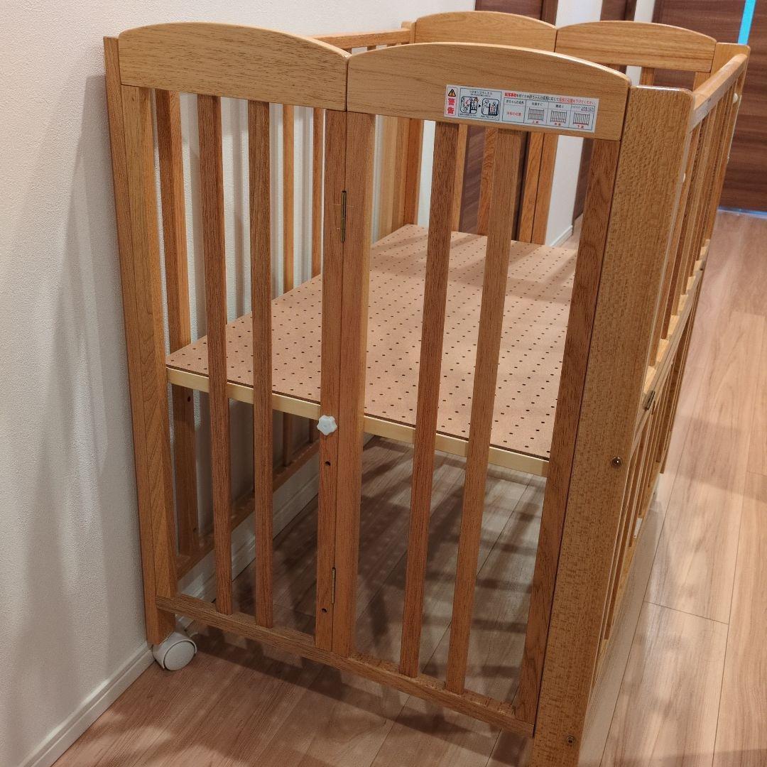【千葉市 手渡し限定】KATOJI 木製オープンタイプベビーベッド　60×90