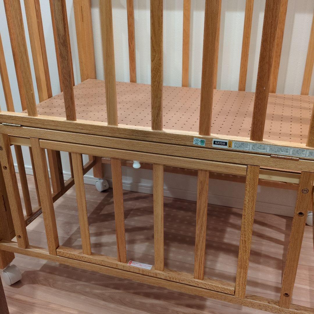 【千葉市 手渡し限定】KATOJI 木製オープンタイプベビーベッド　60×90