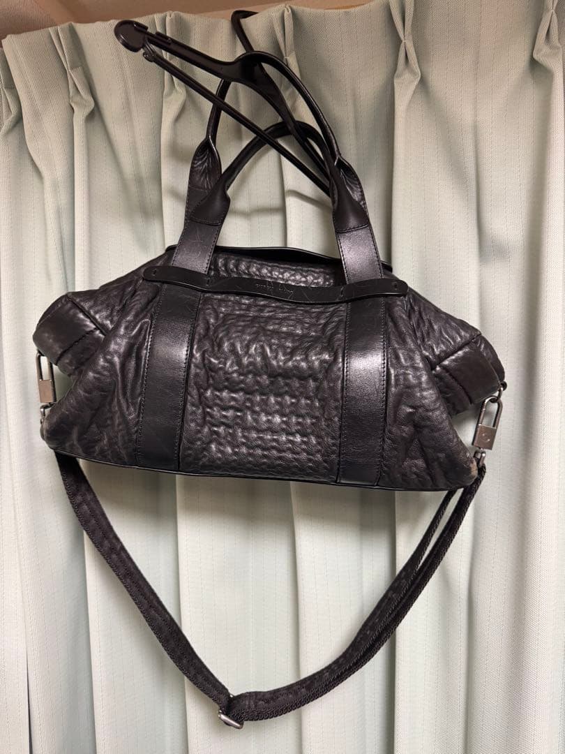 Giorgio Armani 黒 レザーボストンバッグ