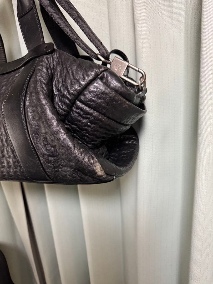 Giorgio Armani 黒 レザーボストンバッグ