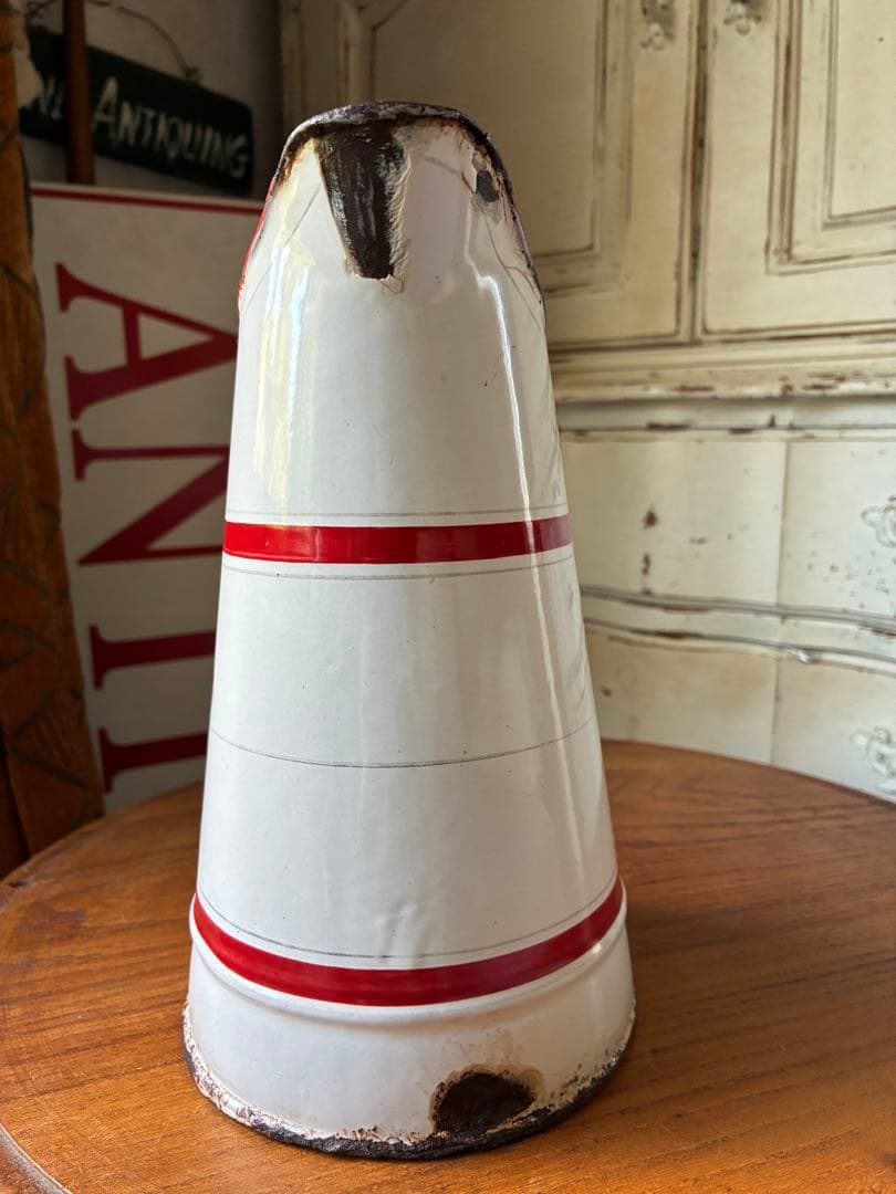 フランス　アンティーク　ホーロー　ジャグ　ピッチャー　水差し　エトワール　白赤