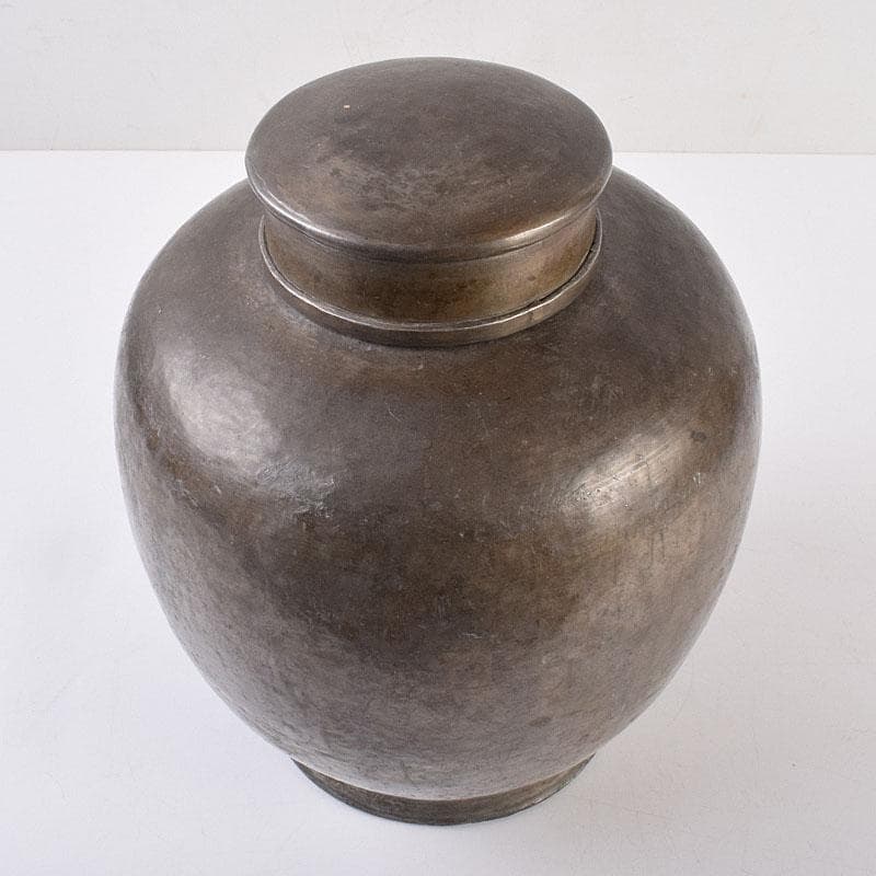 くろむ　古錫　鮎銅銘　大茶壷　茶心壷　重さ約1711ｇ　M　R8997H