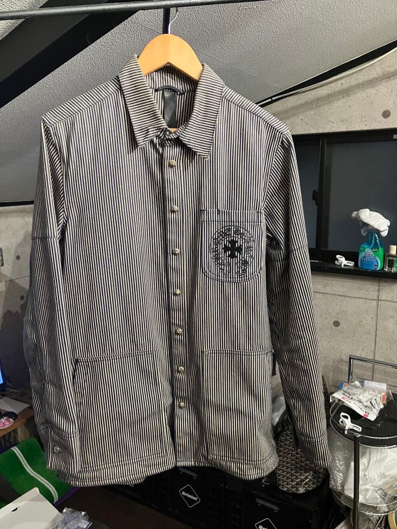 クロムハーツラストバイトストライプシャツジャケットヒッコリーホースシュープリント