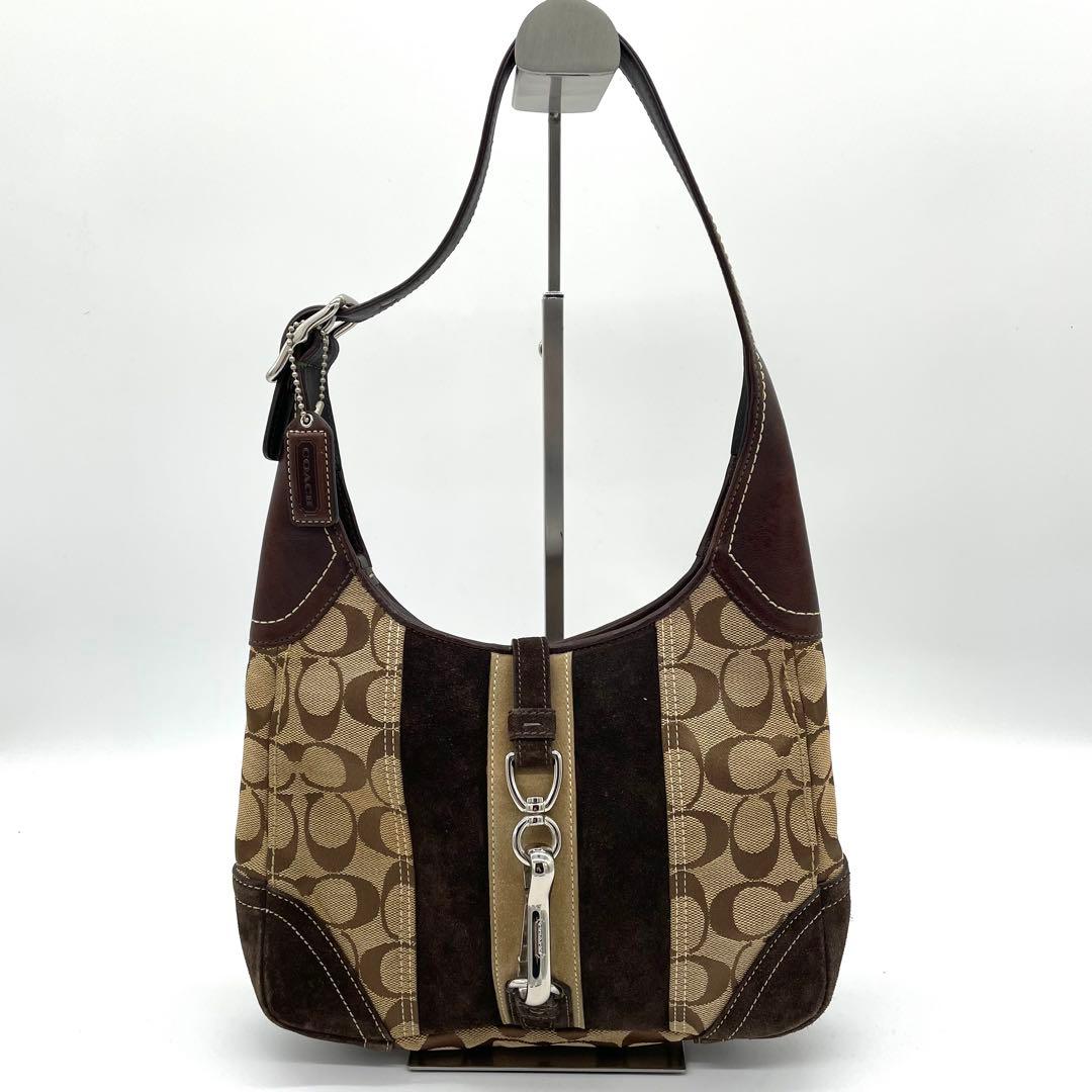 【極美品】コーチ　ワンショルダーバッグ　ジャッキー　ヘリテージ　シグネチャー　茶