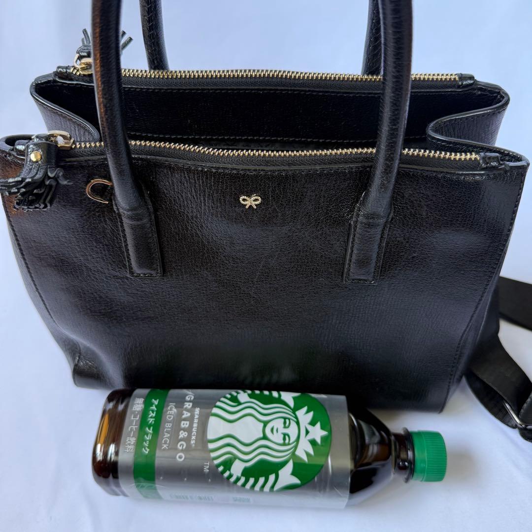 ANYA アニヤ 2way スマイリー パンチング ショルダー ハンドバッグ 黒