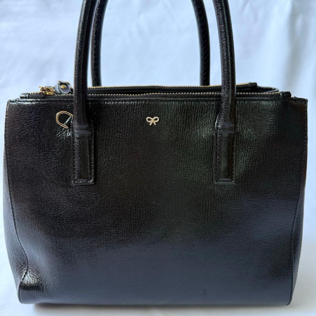 ANYA アニヤ 2way スマイリー パンチング ショルダー ハンドバッグ 黒