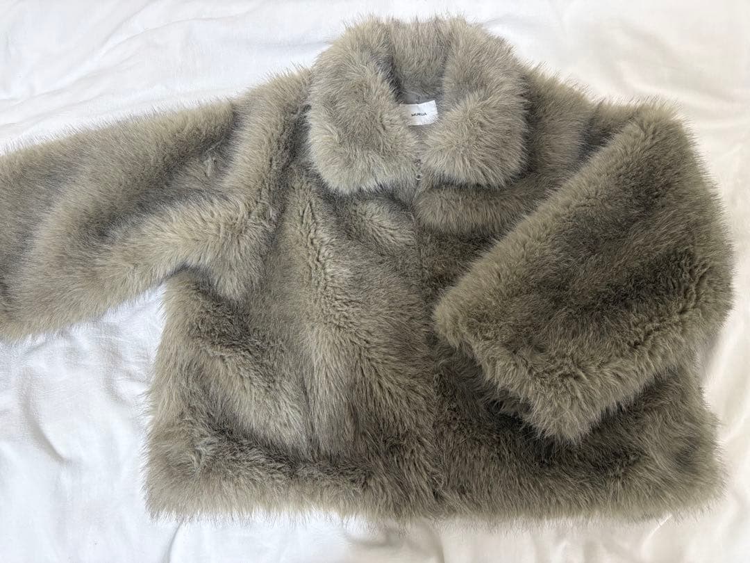MURUA グレー ファーコート ショート丈