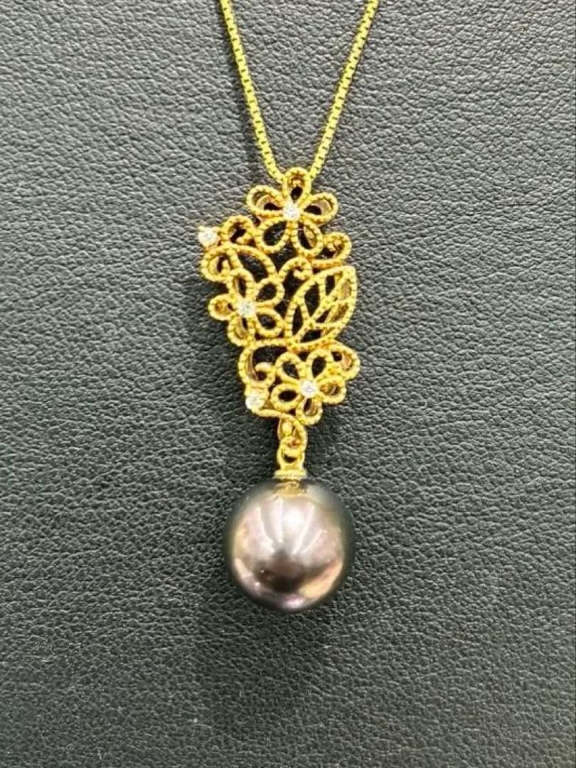 17: K18南洋真珠/ダイヤモンドネックレス