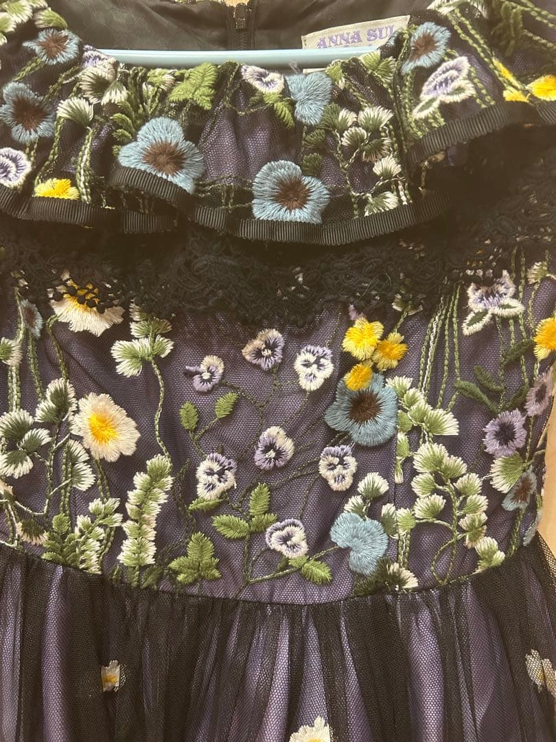 【極美品】アナスイミニ　花刺繍　ドレス　セレモニー　L 130cm 140cm