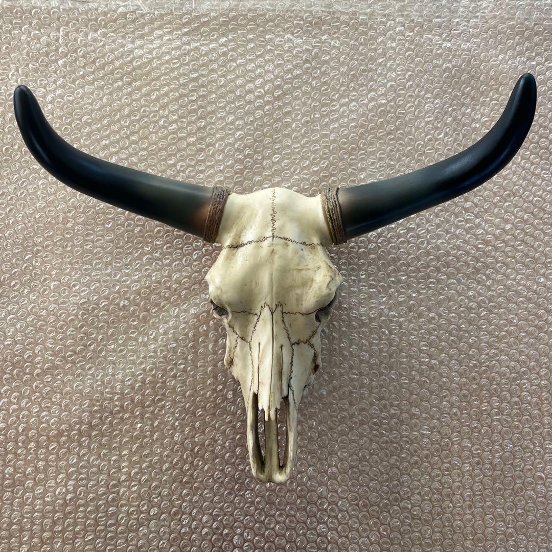 バッファロー スカル ハンティングトロフィー 頭蓋骨 オブジェ 壁掛け レジン製