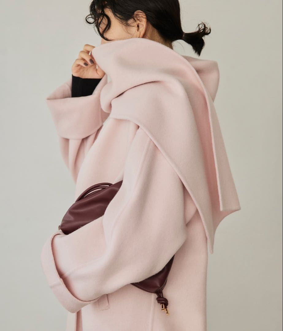 SLOBE IENA ダブルフェイスノーカラーコート・ストール ピンク