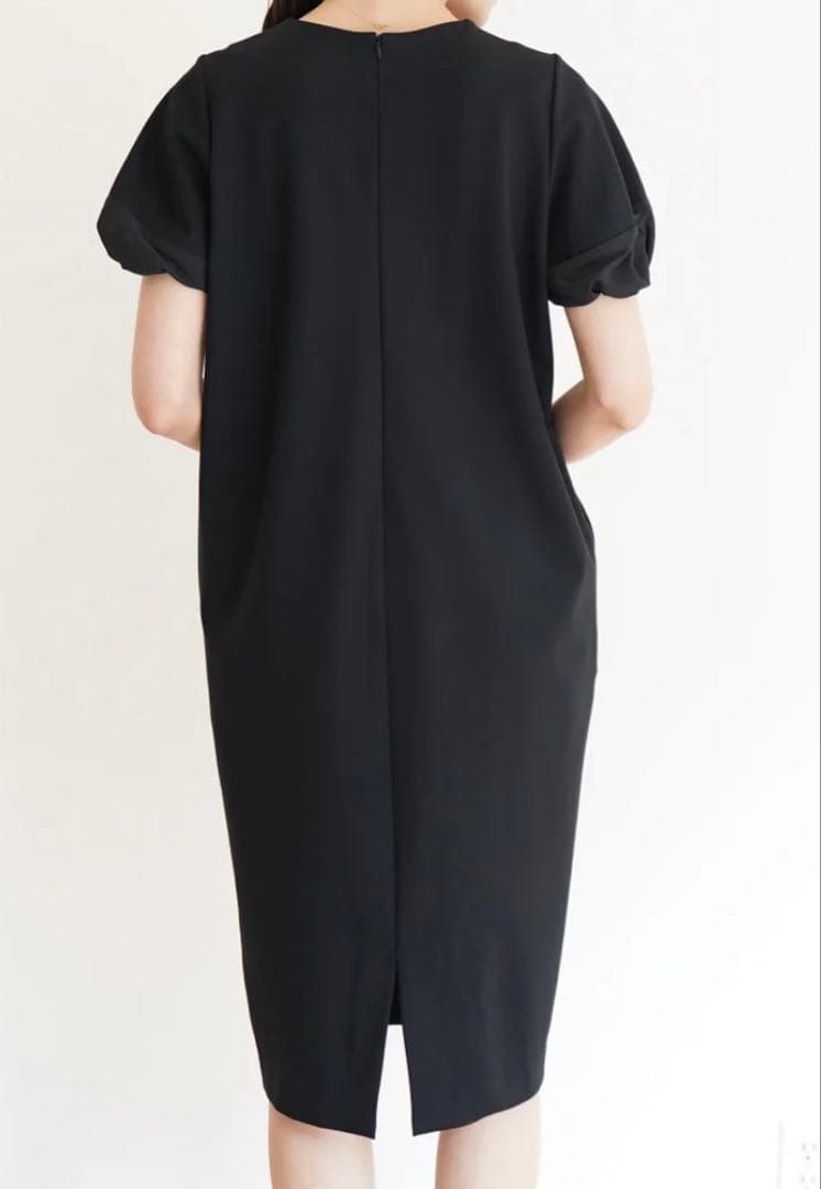 VIRINA ネイビー シアーランタンスリーブ ワンピース