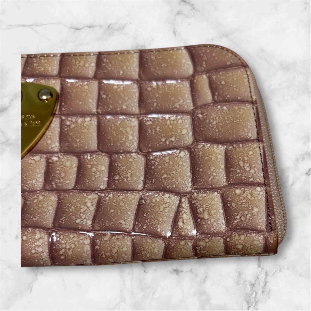 アタオ　L字 長財布 クロコ ダスティピンク