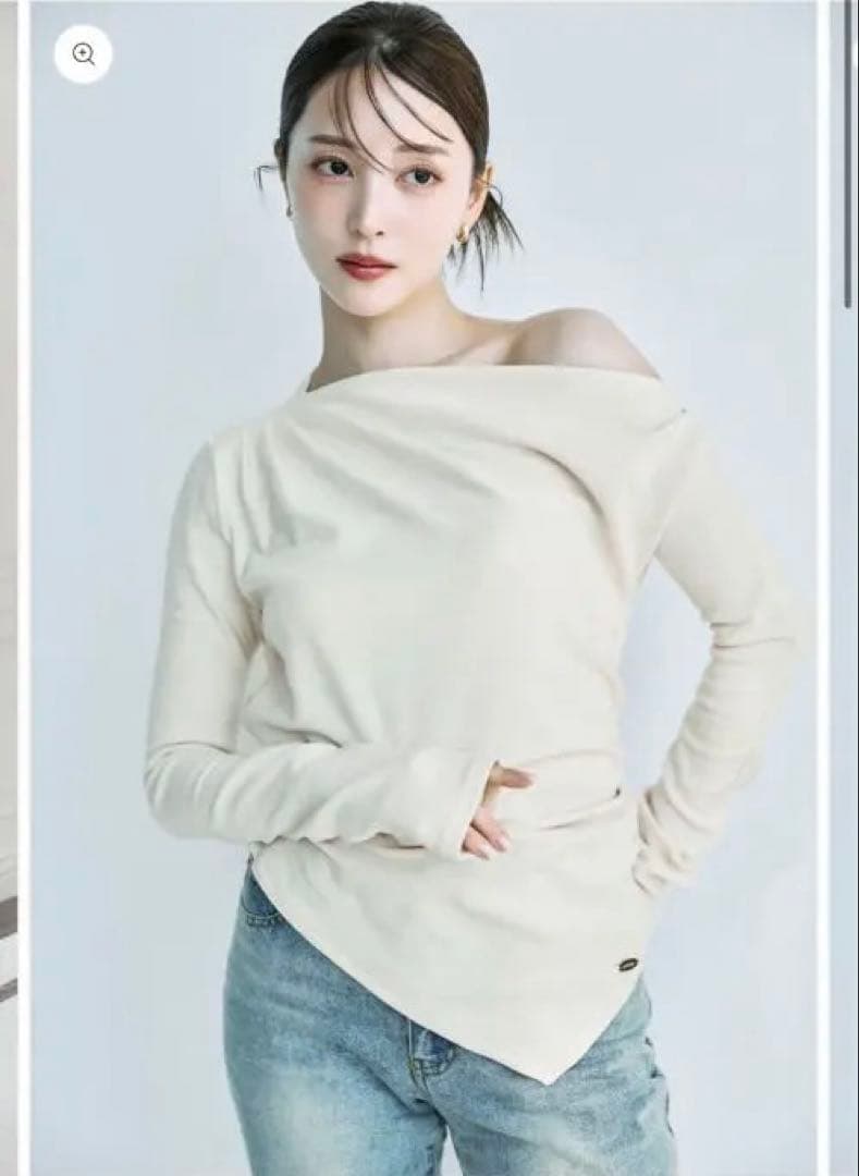 polaura アシンメトリードレープロングスリーブトップス IVORY