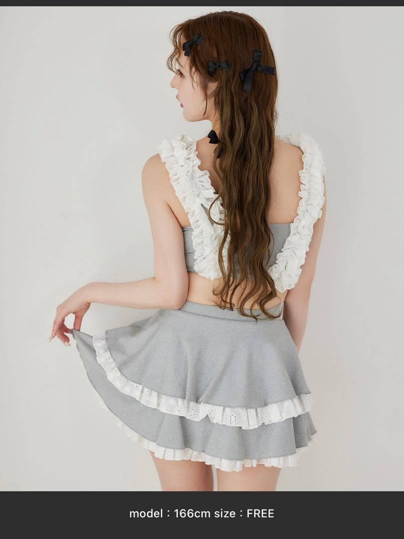 NICE CLAUP swimwear/フリルタンク+ティアードミニ/3点セット