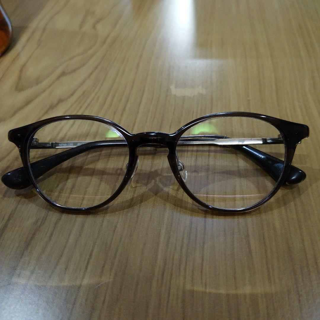 ブラウン ラウンドメタルフレーム メガネ(度あり)