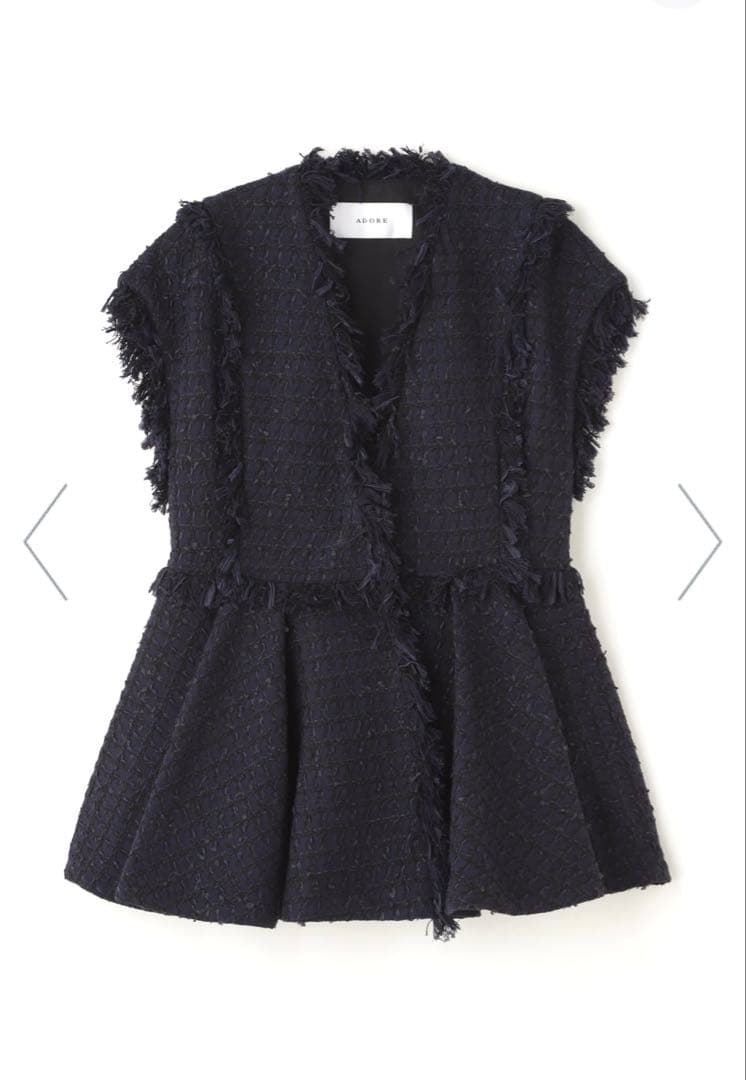 【専用】【新品未使用】ADORE コットンチェックツィードジレ ３８ ネイビー